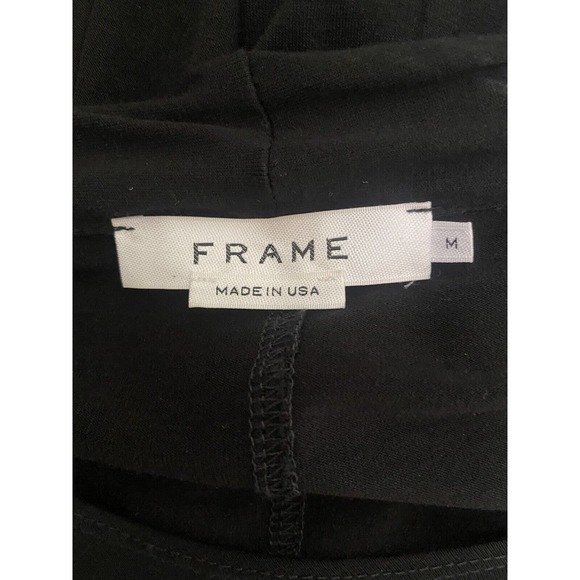 FRAME Tie Neck Top Black Half Sleeve Knit Blouse Round Neck Jersey Stret… - Picture 6 of 6